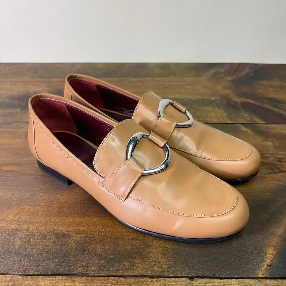 STAUD Juju Ring strap Flat Loafers Tawny Tan Brown Size 38.5 US 8.5